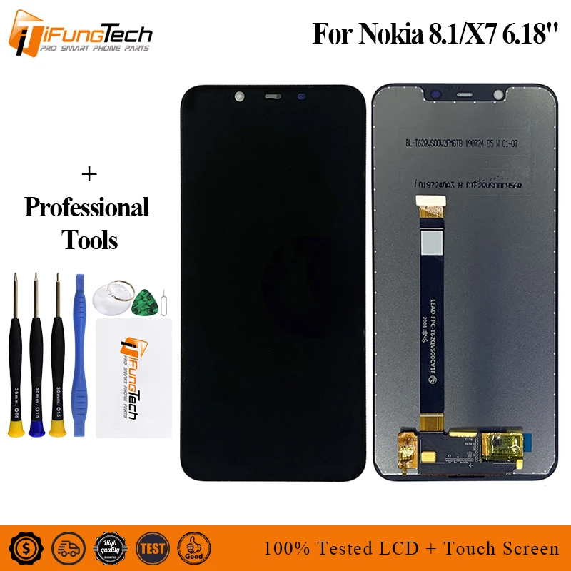 

6.18" LCD For Nokia 8.1 TA-1119 TA-1121 TA-1128 TA-1131 LCD Display Touch Screen Digitizer Assembly For Nokia X7 LCD Display