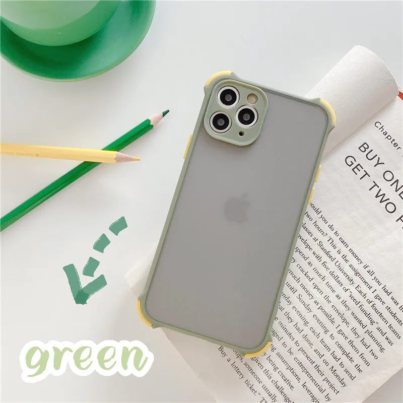 Phone Case For Xiaomi Redmi Note 9 9S PRO MAX Simple Matte Transparent Shockproof Four-Corner Bumpet Soft Frame Clear PC Cover