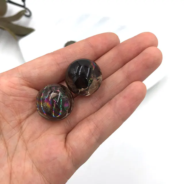 1Pc Természetes Kis Füstös Kvarc Szivárványgömb Kristálygömb Gyógyító Kő Reiki Polírozott Otthoni Szoba Dekoráció Ajándék Fengshui 2-3Cm - Image 6