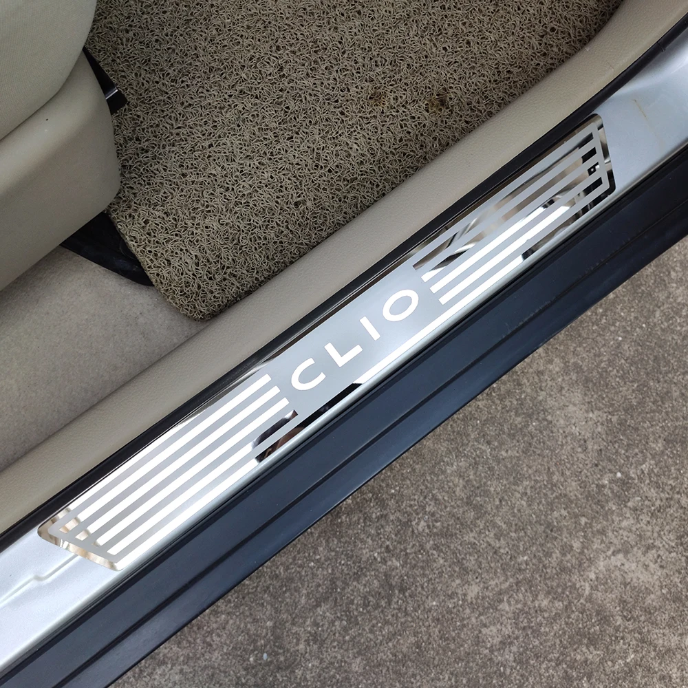 

Door Sills For Car Accessories Renault CLIO 2016 2019 Stainless Steel Door Sill Trim Cover Scuff Plate Strip Car Styling Sticker