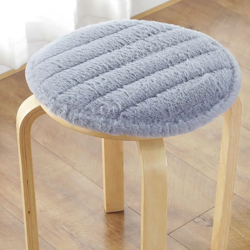 Уплотненный круглый коврик зимний плюшевый стул подушка для сиденья губчатый стул Подушка для стула подушка для офисного студенческого класса коврик для задницы - Цвет: gray strip
