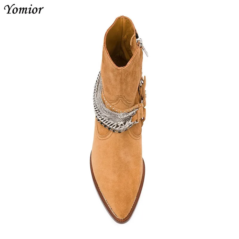 Yomior/Весенняя Мужская обувь ручной работы из коровьей кожи в винтажном стиле; модные брендовые ботильоны с бахромой и цепочкой; высококачественные ботинки «Челси»; большие размеры