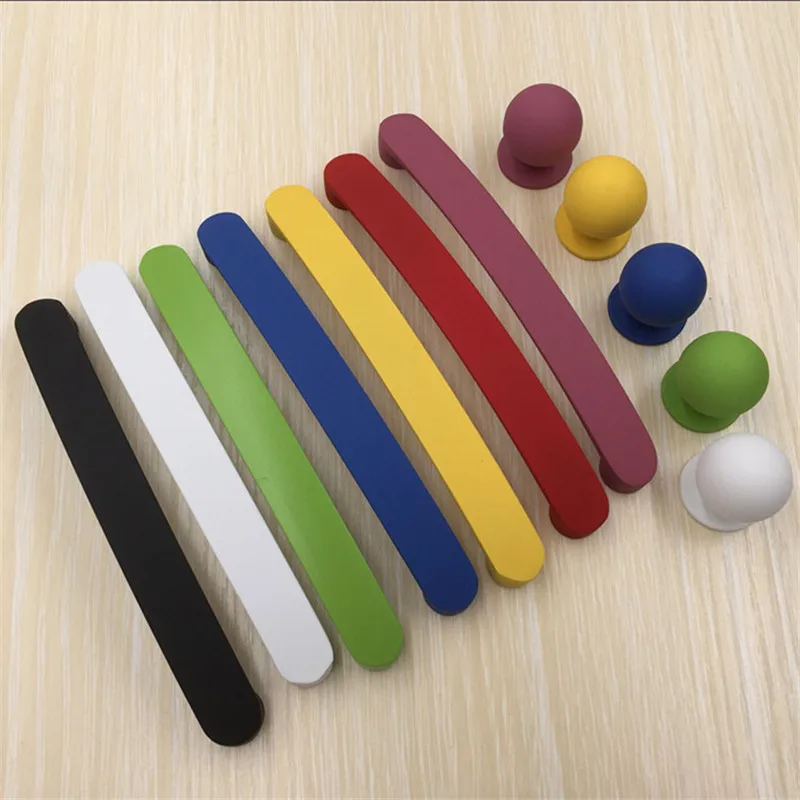 Modern Multicolor Solid Aluminum Alloy Children Room Cabinet Handles Kitchen Cupboard Door Pulls Drawer Knobs Furniture Hardware