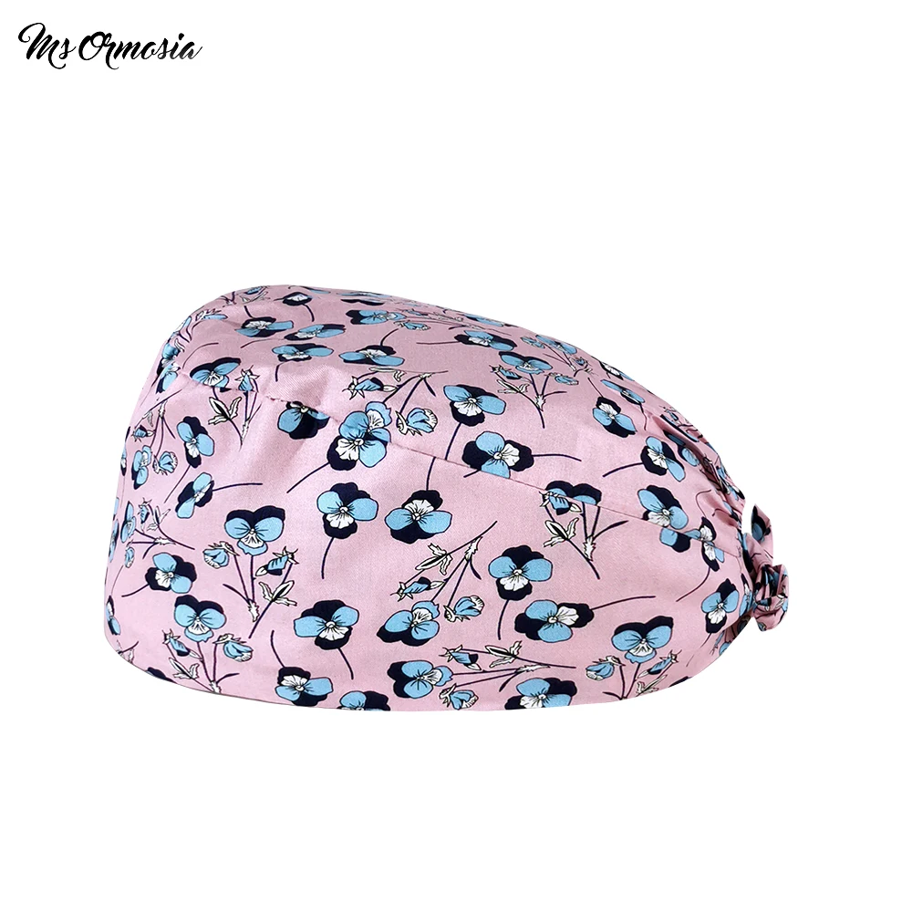 

Multicolor Pet Health Service Center work scrub Male and female Floral printing spa scrub cap hat Head Scrub Accessories cap