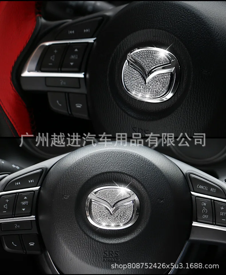 Mazda CX-4 алмазные наклейки на руль Angkesaila автомобиль логотип украшение с горным хрусталем CX-5 Tezi с инкрустацией стразами наклейки