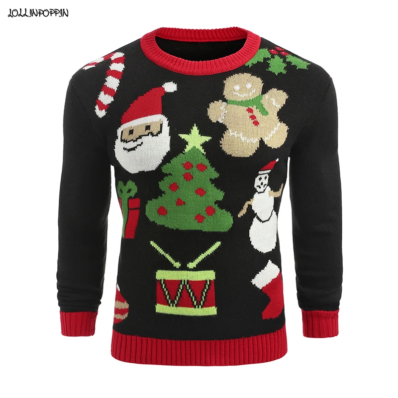 

2022 New Santa Claus & Snowman Knitting Pattern Men O-Neck Christmas Sweater Casual Mens Knitted Pullovers Xmas Gift