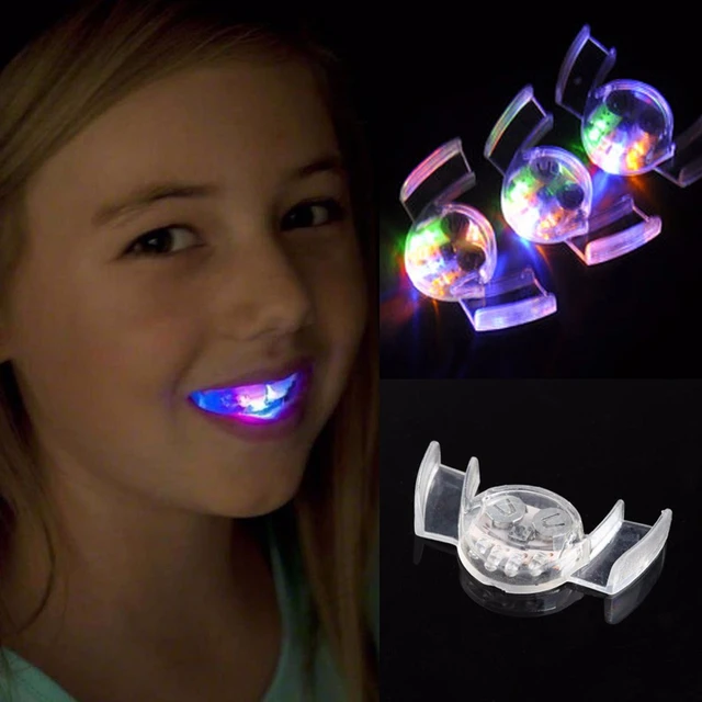 Juego de luces LED con dientes brillantes para niños, 1 unidad, soporte  Flash intermitente, protector bucal, suministros para fiestas - AliExpress