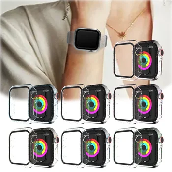 

100Pcs Glass+Cover For Apple Watch Series SE 6 5 4 3 2 1 Jelly Flash Bumper For iWatch Case 44mm 40mm 42mm 38mm Screen Protector