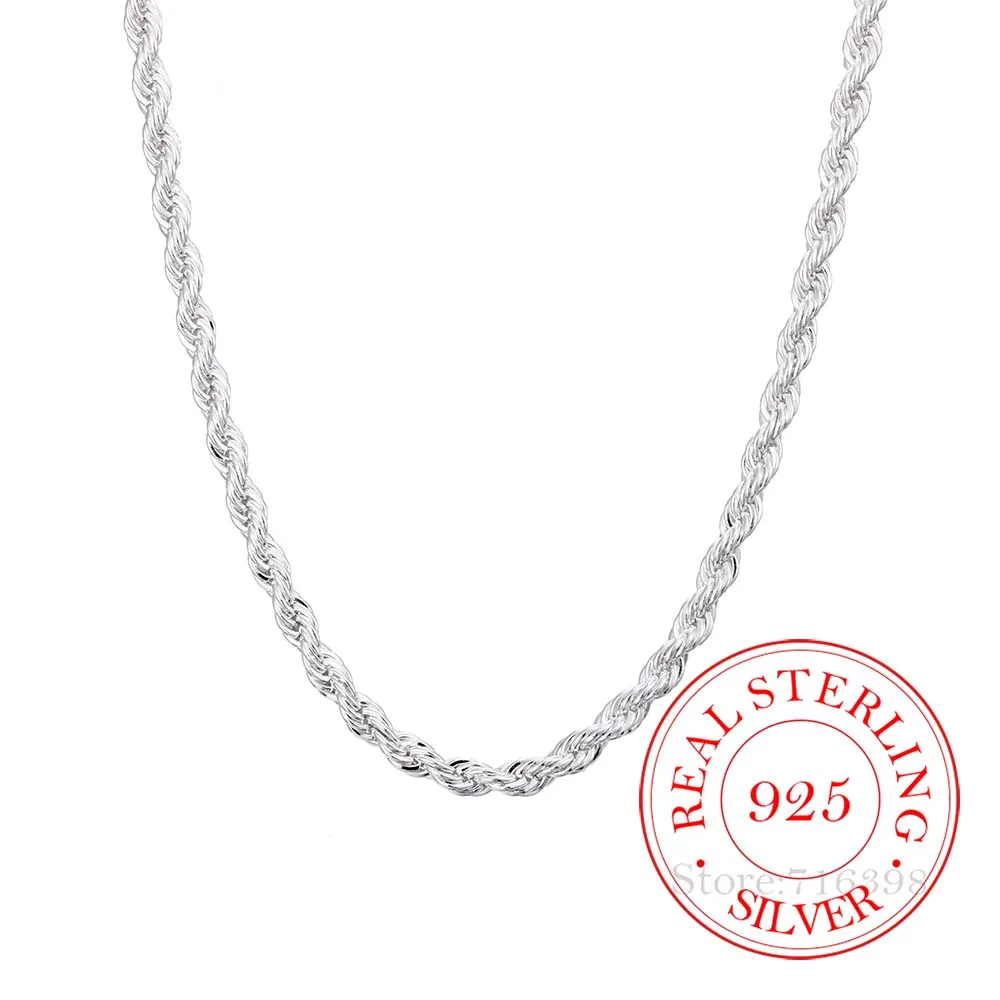 925 Sterling Silver 4mm Rope Chain 
