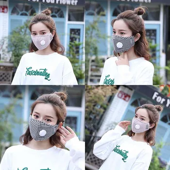

Cotton PM2.5 Plaid Mouth Mask Anti Haze Anti-dust Mask Activated Carbon Filter Insert Can Be Washed Reusable Mouth Masks
