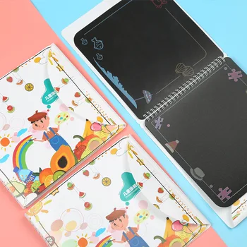 

Magic Painting Drawing Book DIY Scratch Notebook Black Cardboard As Gift for Kids Stationery School Supplies K1568 G