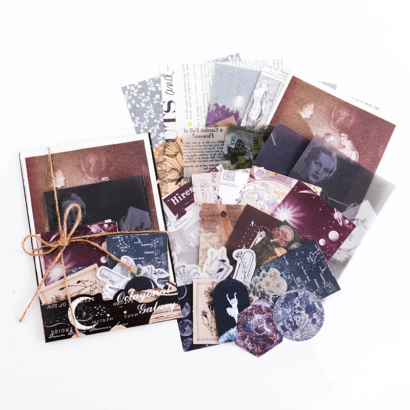 30Pcs Set Vintage DIY Scrapbooking Material Paper for Journaling Scrapbook Embellishment Supplies Decorative Stationery Sticker