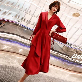 

Elegant Red Oversize 3XL Cheongsam Sexy Women Chinese Style Bride Wedding Dress Qipao Lantern Sleeve Ruffles Robe De Soiree