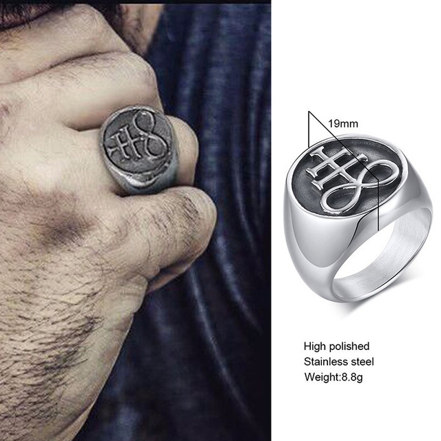 Steel Celtic Triple Knot Rune Signet Ring Men Viking Jewelry
