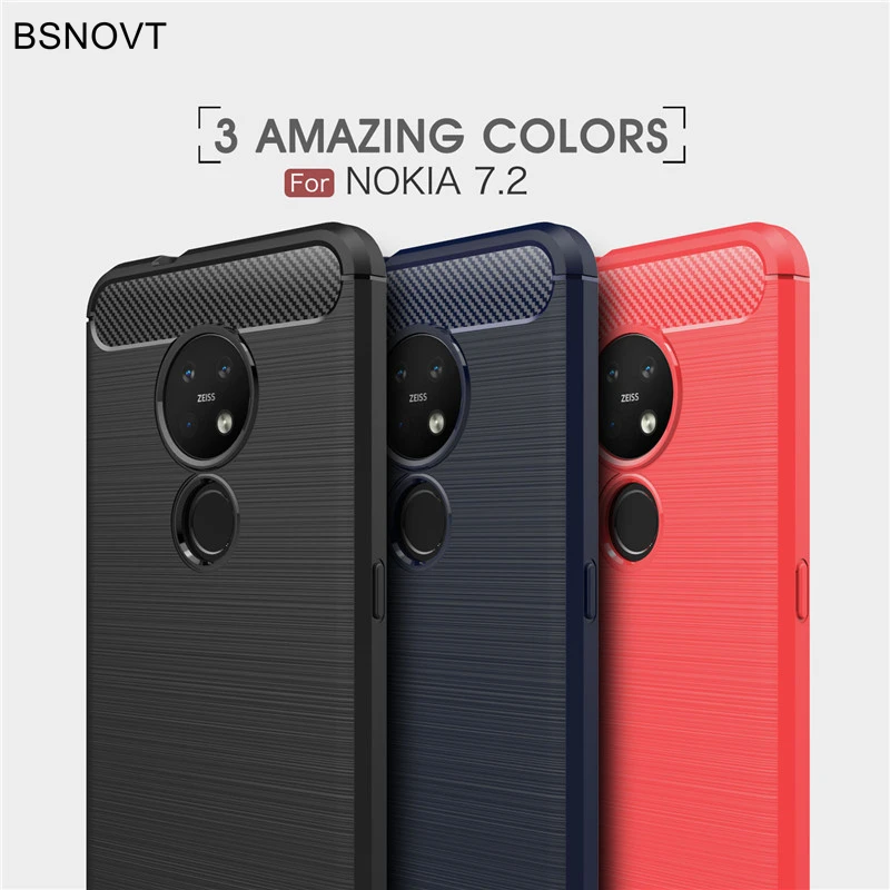 For Case Nokia 7.2 Cover Shockproof Silicone Brushed Bumper Phone Funda Coque 6.3&quot |