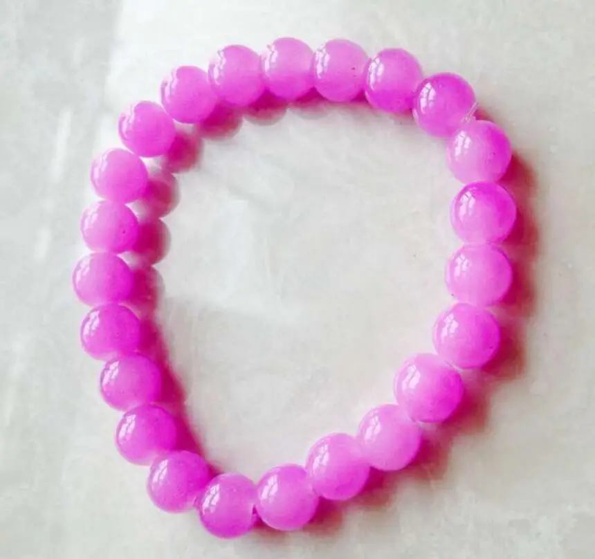 

Новинка, Лидер продаж, растягивающийся браслет с круглыми розовыми бусинами 8 мм, 7 дюймов