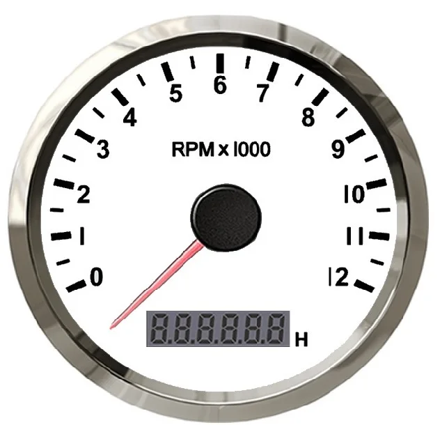 ELING Universal Tachometer RPM Gauge with Adjustable Hour Meter and RPM Alarm 0-12000RPM 85mm with Backlight