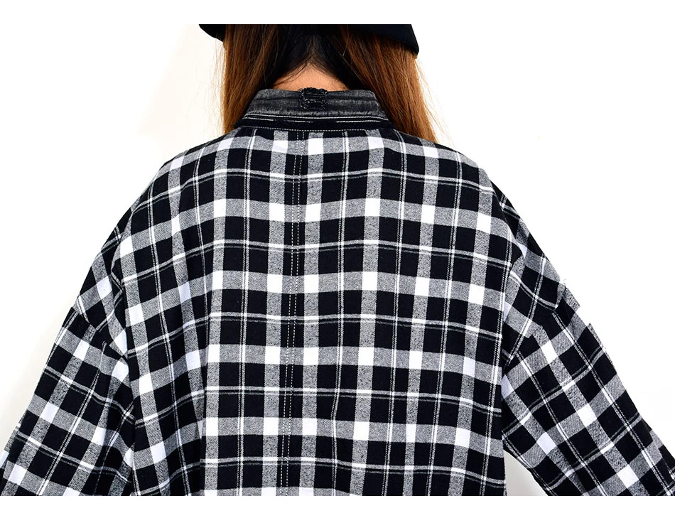 XITAO Lattice Denim Patchwork Pocket Midi Dress Long Sleeve Turn Down Collar Loose Casual Plus Size Dress Women WQR1823