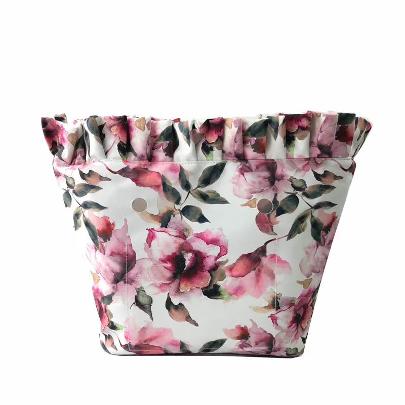 Forro Floral con estampado de colores, bolsillo interior con cremallera para Mini bolsa clásica, inserto con revestimiento interior impermeable para bolsa O
