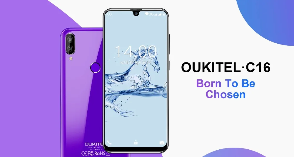 OUKITEL C16 5.71HD+ водонепроницаемый экран 3g смартфон MT6580P четырехъядерный 2 ГБ 16 ГБ Android 9,0 Pie Face ID мобильный телефон