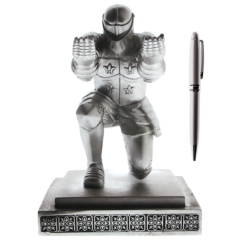 

Executive Medieval Knight Pen Holder Stand Gift Desktop Decoration Armor Soldier Statue Statue