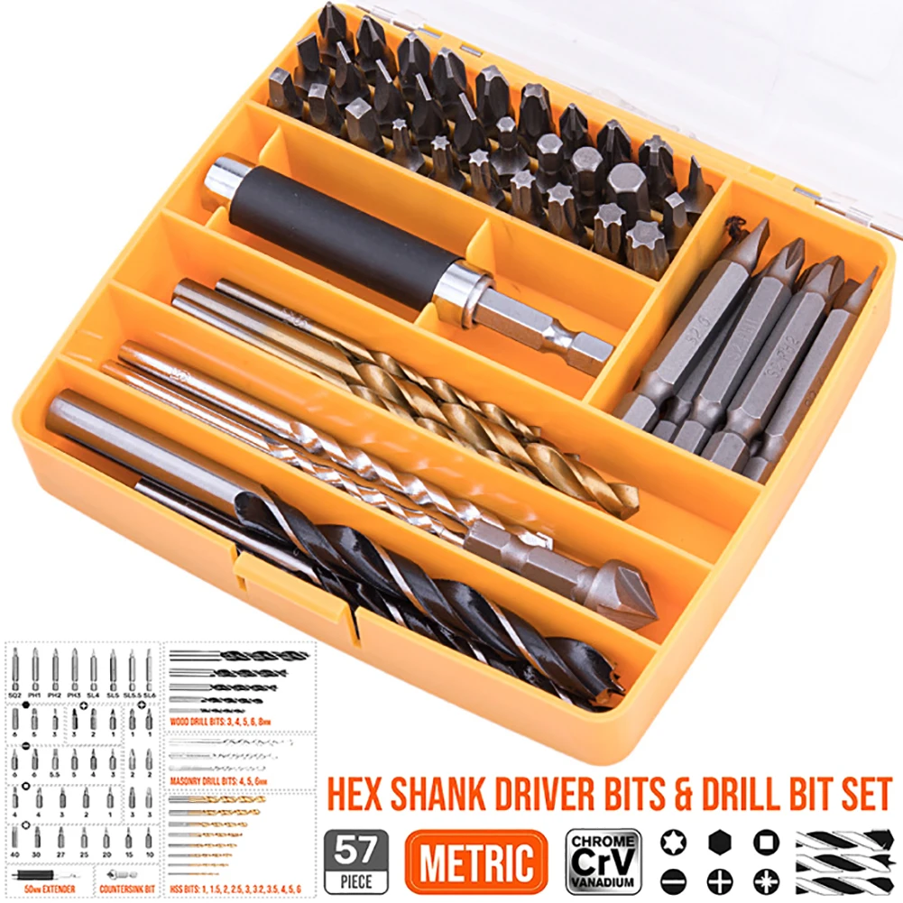 

Multi Screwdriver Bit Set 44/57 pc Slotted Cross Torx Drill Bits Power Tools Kits For Metal Wood Plastic Device Repair Hand Tool