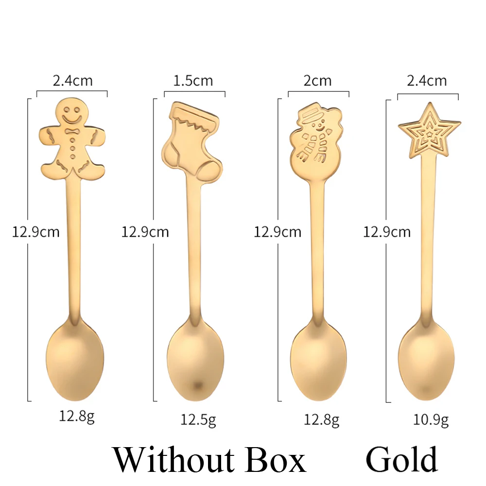 4 шт./компл. Нержавеющая сталь Фотофон с рождественскими мотивами снеговиком Рождественская елка носки Кофе ложки десерты мороженое ложкой питьевой ложки для чая - Цвет: 3