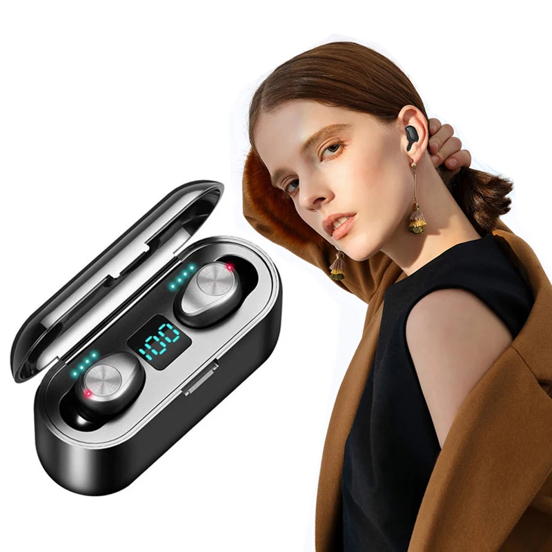 F9 Mini Wireless True Bluetooth 5 0 Earbuds tws Earphone led 8D Stereo Headset With 2000 MAh Charger case For iPhone Xiaomi