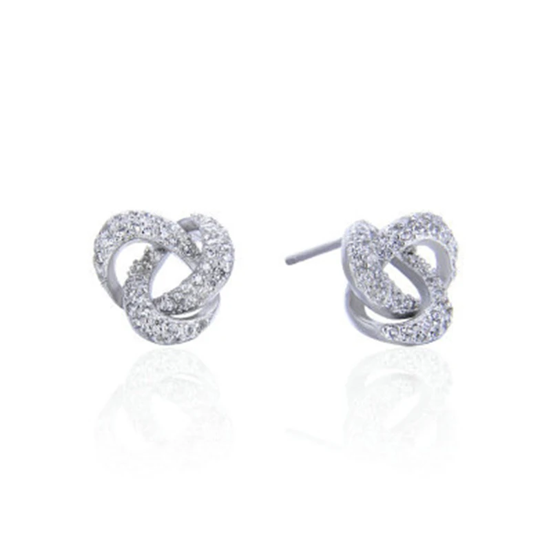 Funmor Trendy 925 Sterling Silver Stud Earrings Full Zircon Jewelry For Women Girls Routine Anniversary Ornaments Birthday Gifts | Украшения