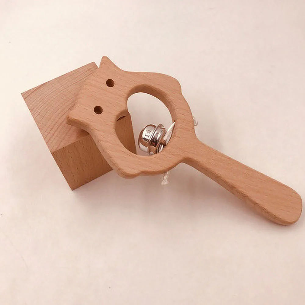 DIY Baby Wooden Molar Toy Baby Rattle Owl Rattle Molar Accessories