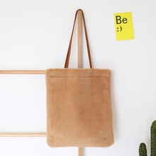 Женская плюшевая сумка для покупок, Женская тканевая сумка на плечо, Экологичная сумка для хранения, многоразовая складная эко сумка для продуктов