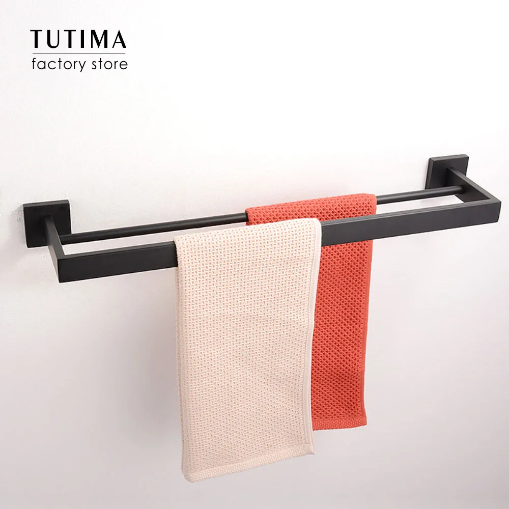 Tutima 304 Stainless Steel Matte Black Bathroom Hardware Set High Quality Towel Rack Ring shelf Paper Holder Bathroom Hooks