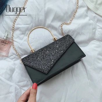 

Ougger Square Shoulder Bags Women Metal handle Handbags Female Chic Sequins Messenger Fashion Crossbody Bag Shoulder Bag
