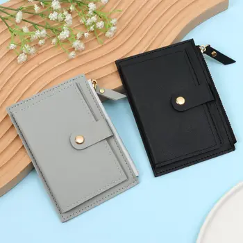 Women Fashion Small Wallet Purse Solid Color PU Leather Mini Coin Purse Wallet Credit Card Holder Bags Zipper Coin Purse - Image 6