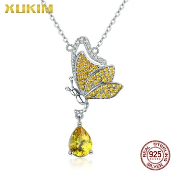 

SN816 Xukim Jewelry 925 Sterling Silver Butterfly Necklace Insect Pendant Necklace