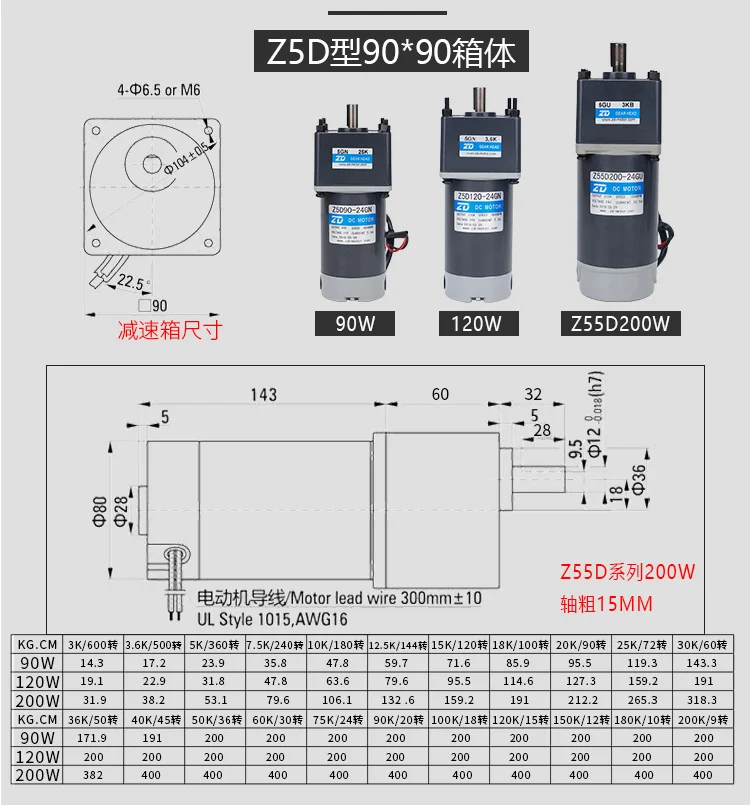 120 Вт DC мотор-редуктор 12V24V вперед и назад с высоким крутящим моментом, Регулирующий скорость двигателя