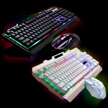 

Vococal USB Wired Gaming Keyboard Mouse Kit All-Metal Panel LED Backlit Keyboard with 2400DPI Adjustable 6 Buttons Mouse for PC