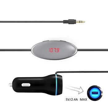 

3.5mm Car LCD Display FM Transmitter Cable For Smart Phone 4S 5S 6S iPod Blcak