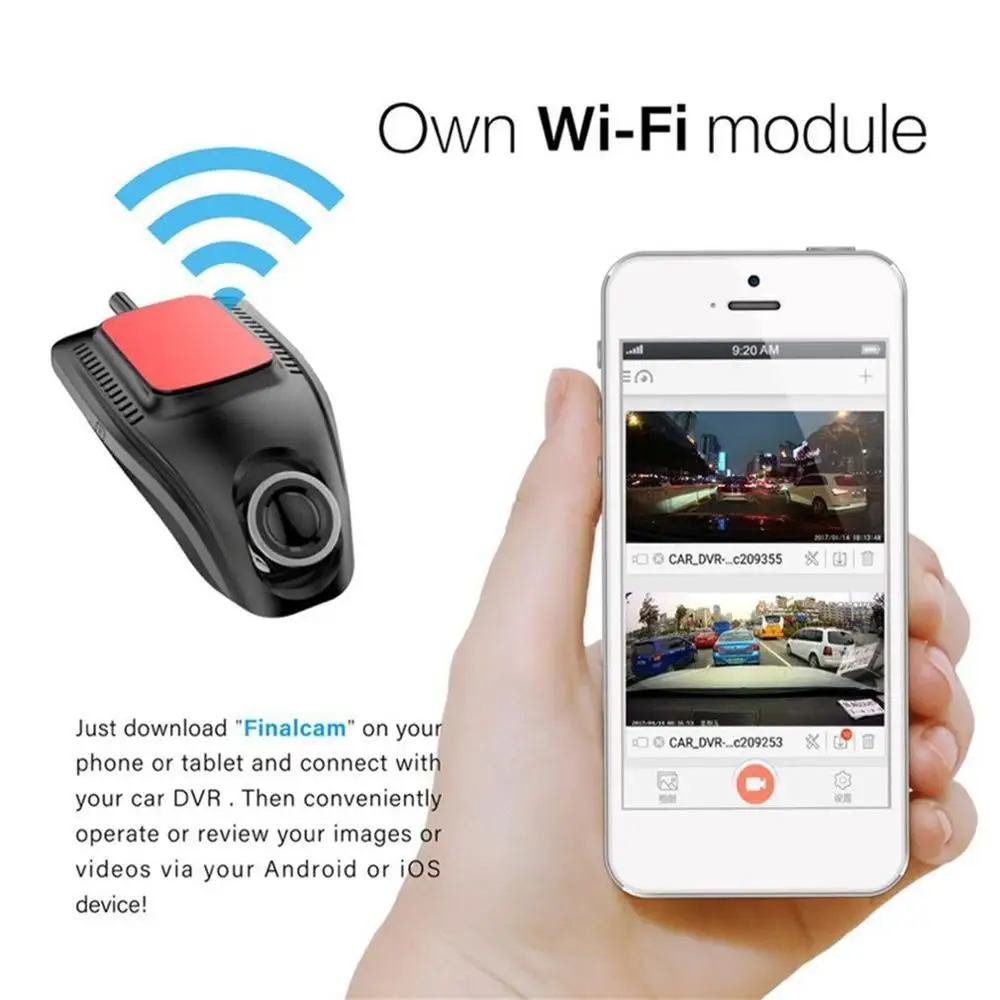 Небольшой автомобильный видеорегистратор камера с Wifi Full HD 1080p широкоугольный