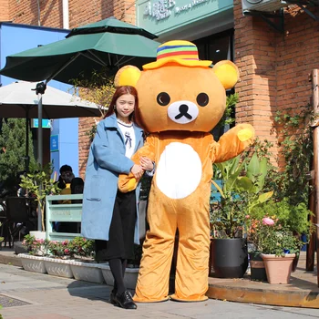 

Teddy Bear Mascot Costume Ted Costume with hat Fancy Party Dress halloween outdoor decorations