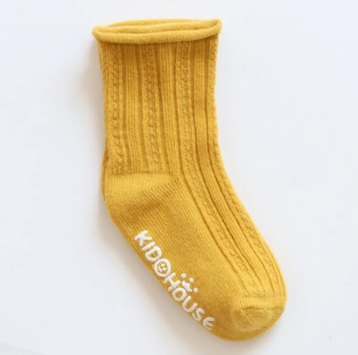 Детские носки для девочек и мальчиков, мягкие хлопковые носки до колена для малышей Нескользящие длинные носки-тапочки для новорожденных, осенне-зимние носки для малышей - Цвет: M