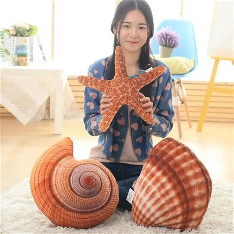 

Creative Marine Organism Starfish-in-Lunch Break Airable Cover Shell Conch Pillow Children Gift
