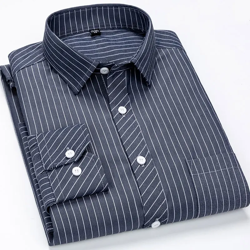 Striped Dress Shirts Long Sleeve Office 