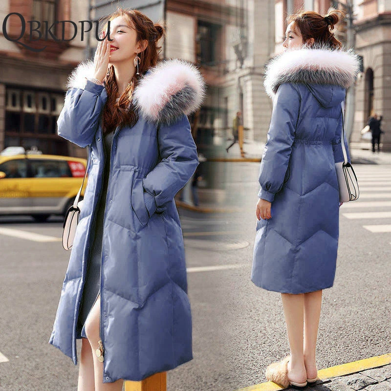 Casual Zwart Plus Size Winterjas Vrouwen Grote Bontkraag Capuchon Verdikte Maxi Parka 2019 Mode Warme Lange Down Katoen jas