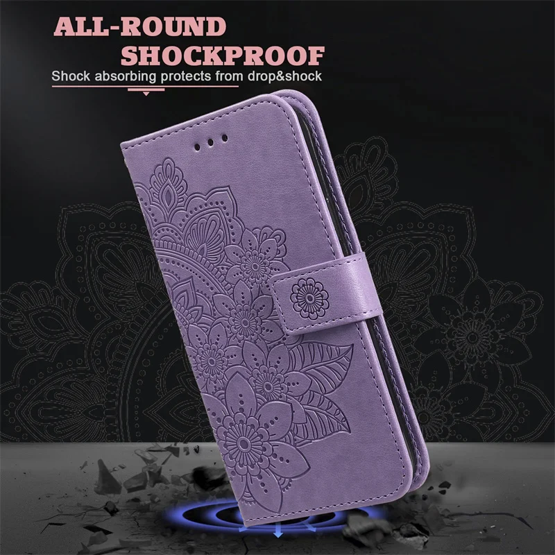 samsung cute phone cover A23 5G SM-A235F Case For Samsung Galaxy A 03 A03 Core  A33 A53 A73 A13 5G Cover Embossed Seven-petal Flower Flip Holster Coque cute samsung cases