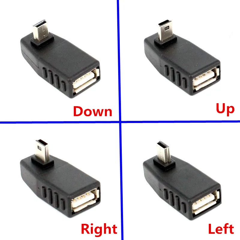 

Mini USB 5Pin Male to USB Female 90 degree Angle Converter Connector data Sync OTG Adapter for Car MP3 MP4 Tablets Phones U-Disk