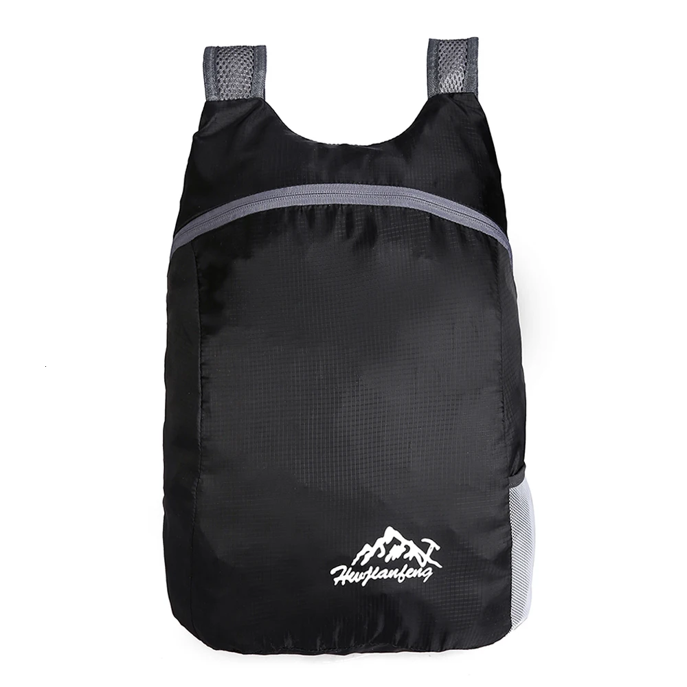 Открытый складной рюкзак водонепроницаемый полиэстер и дышащий плечевой ремень светильник портативная дорожная сумка - Цвет: Black Color