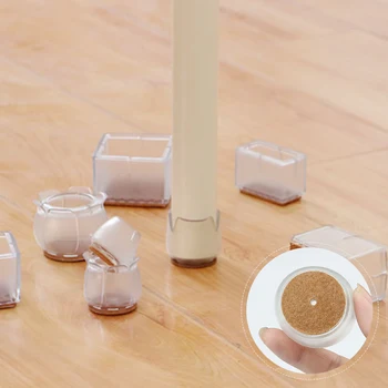 

4pcs/set Of Transparent Silicone Chair Leg Cap Foot Mat Wooden Floor Protection Product Non-slip Furniture Foot Cover