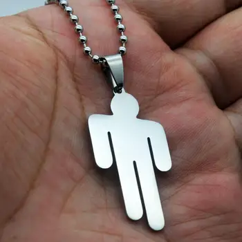 

50PCS Punk Fans Symbol Slanting Shoulder Man Billie Rock Music Rapper Singer Figure Humanoid Icon Stainless Steel Necklaces