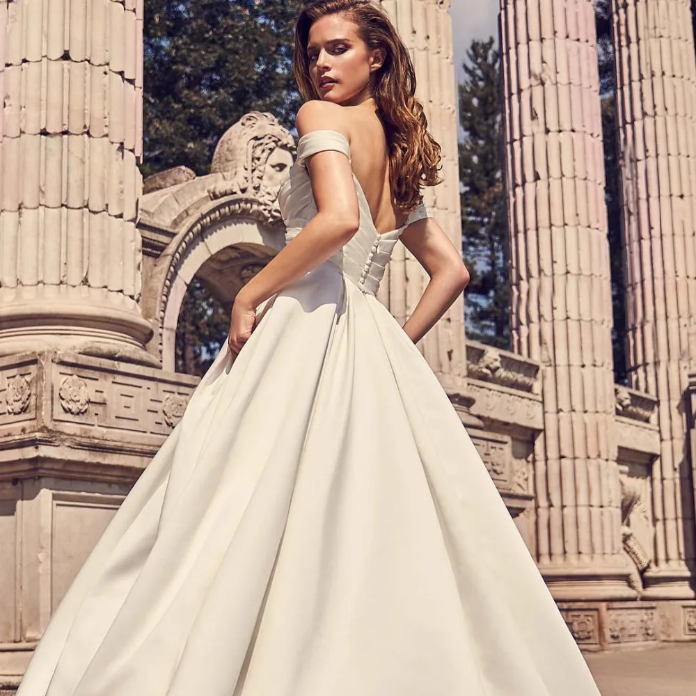 Vestido de Noiva Свадебные платья Eslieb Высокое качество атласное свадебное платье с пуговицей и кристаллами свадебное платье с поясом